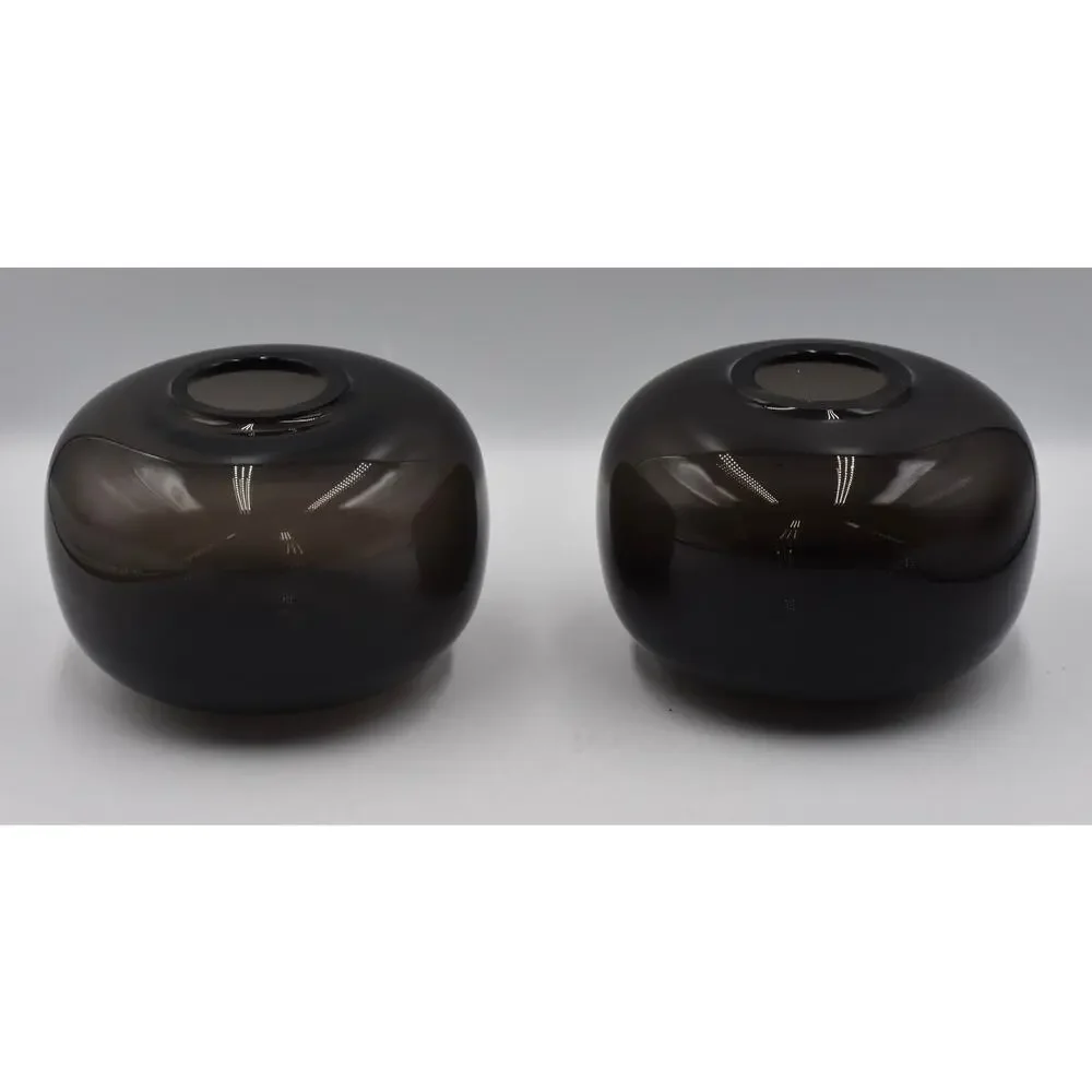 Villeroy & Boch Vintage 1970s, Minimalist Round Art Glass Orb Vase 2pc Set